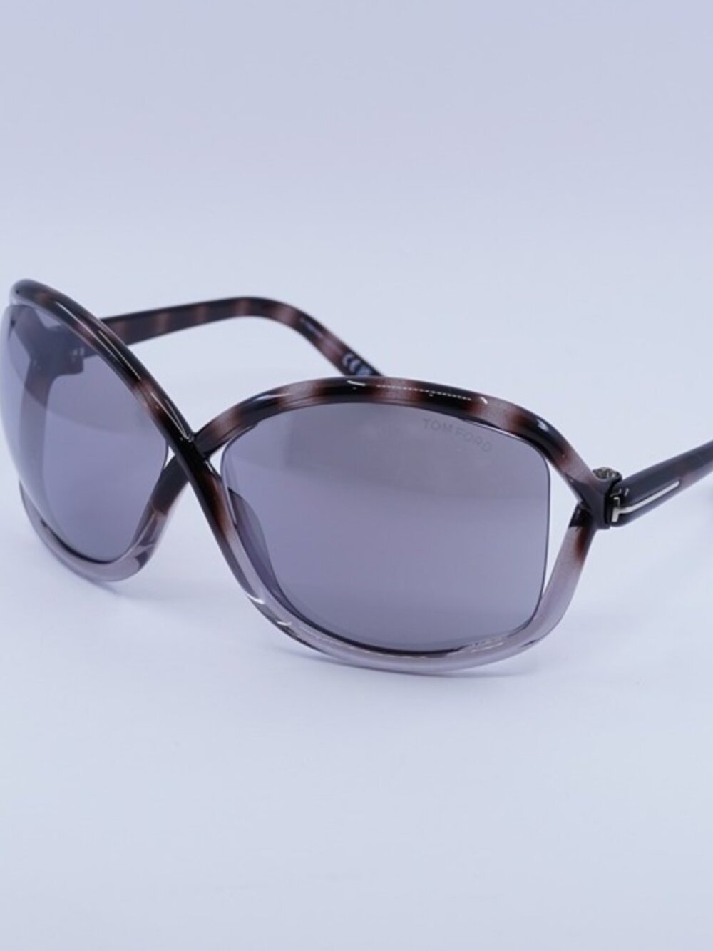 Tom Ford Bettina FT1068 55C Sunglasses Gradient Grey Havana Geometric Frame